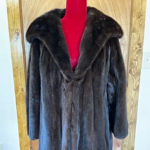 Vtg Couture by ANDRE FURS Chocolate Brown Genuine Mink Fur Jacket Coat Size S/M
